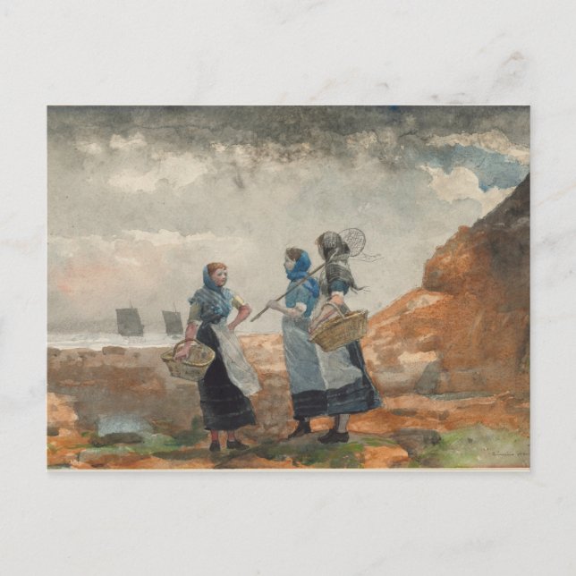 Postal Tres Chicas pescando (Anverso)