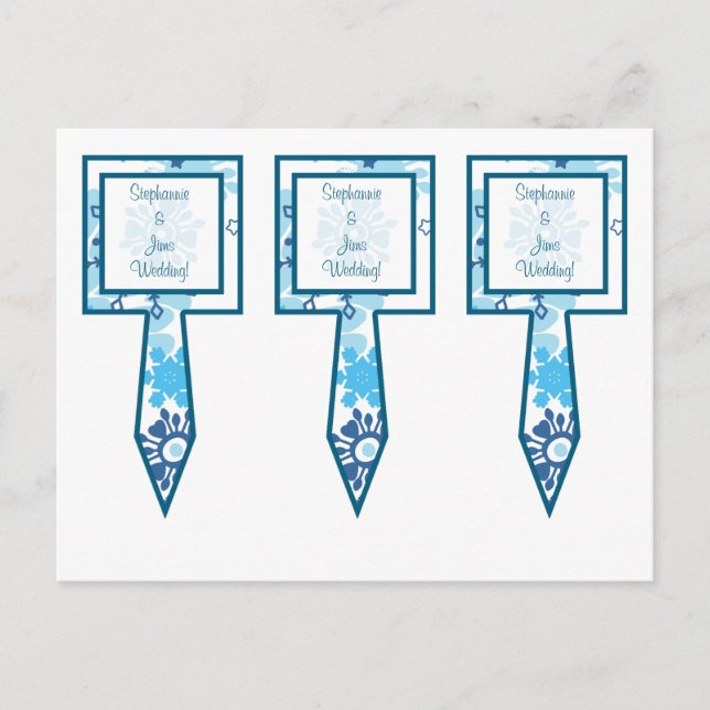 Postal Tres copas de pastelito de copas de árbol azul / c (Anverso)