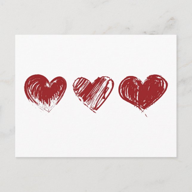 Postal Tres corazones (Anverso)