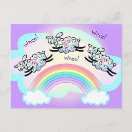 Postal Tres cuevas saltando un divertido arcoiris feliz