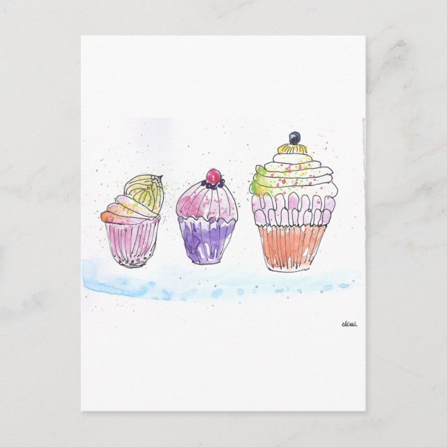 Postal Tres Cupcakes (Anverso)