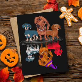 Postal Tres Dachshunds Reflection Halloween Regalos para 