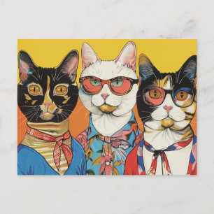 Postal Tres damas de gato