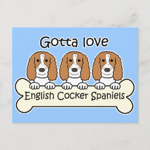 Postal Tres españoles Cocker ingleses