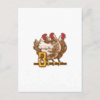 Postal Tres gallinas francesas