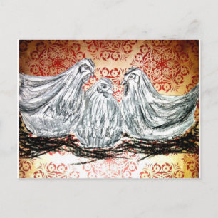 Postal Tres gallinas francesas