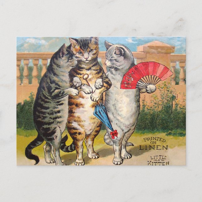 Postal Tres Gatitos Ilustración de Mamá Oca (Anverso)