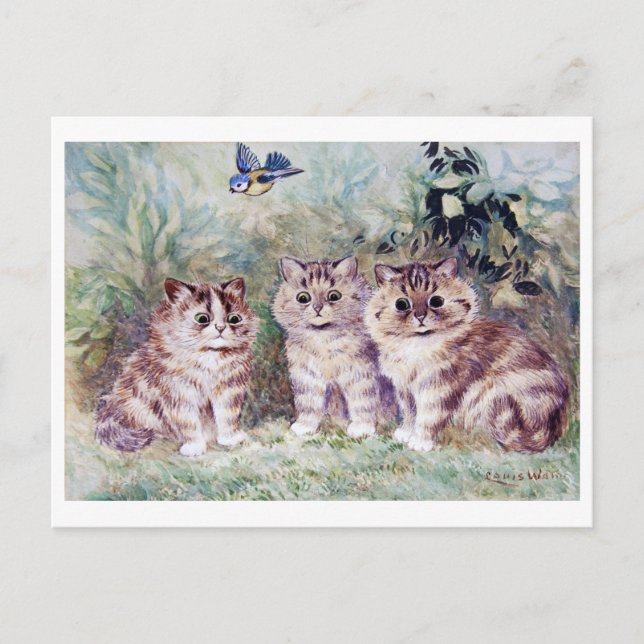 Postal Tres gatitos, Louis Wain (Anverso)