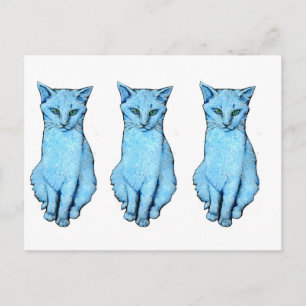 Postal Tres gatos azules