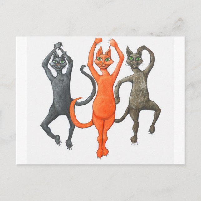 Postal Tres gatos bailando (Anverso)
