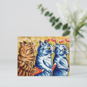 Postal Tres gatos cantando por Louis Wain