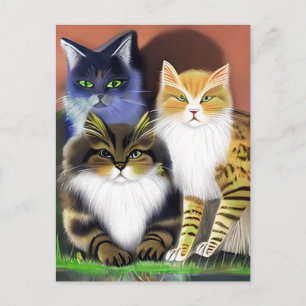 Postal Tres gatos con actitud