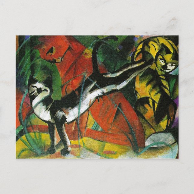 Postal Tres gatos de Franz Marc (Anverso)