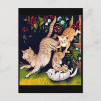 Postal Tres gatos juguetones