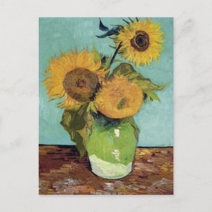 Postal Tres girasoles en un Bello Artes de Van Gogh del