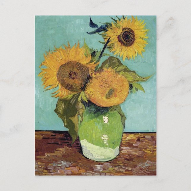 Postal Tres girasoles en un Bello Artes de Van Gogh del (Anverso)