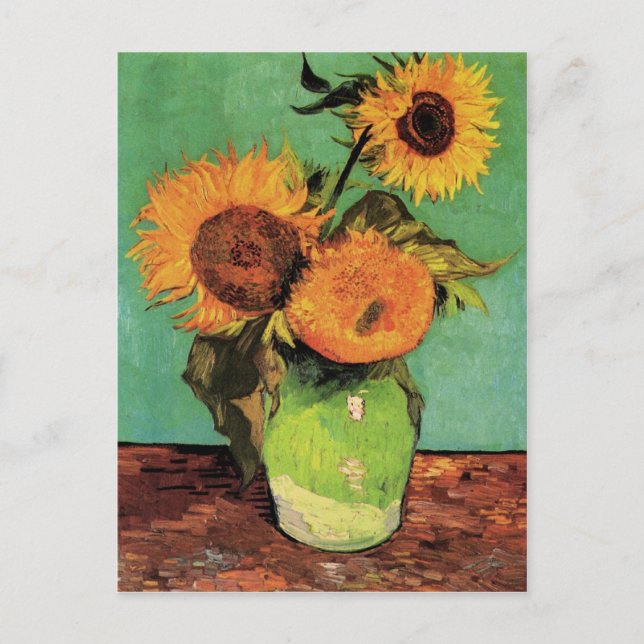 Postal Tres girasoles en una bolsa de Van Gogh (Anverso)