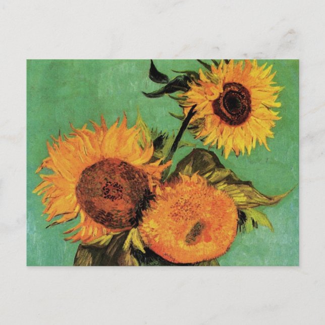 Postal Tres girasoles en una bolsa de Vincent van Gogh (Anverso)