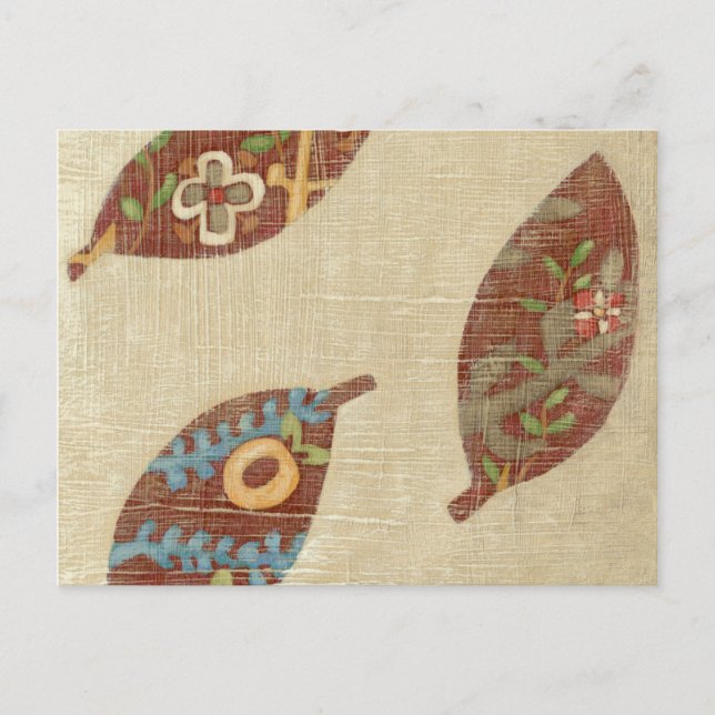 Postal Tres hojas sobre fondo de textura lineal (Anverso)