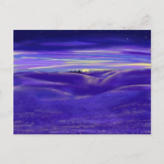 Postal Tres hombres sabios, acuarela moderna (Anverso)