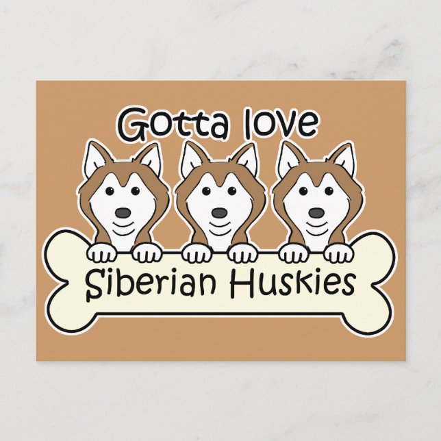 Postal Tres Huskies Siberianos (Anverso)