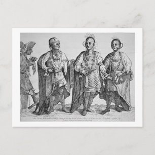 Postal Tres jefes de cheroqui americanos, 1762 (grabado)