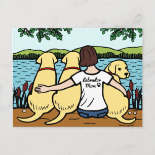 Postal Tres labradores amarillos y mamá