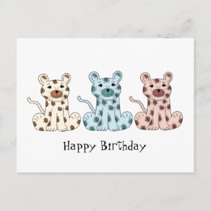 Postal Tres leopardos de dibujos animados