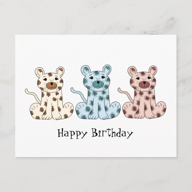 Postal Tres leopardos de dibujos animados (Anverso)