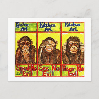 Postal Tres monos sabios