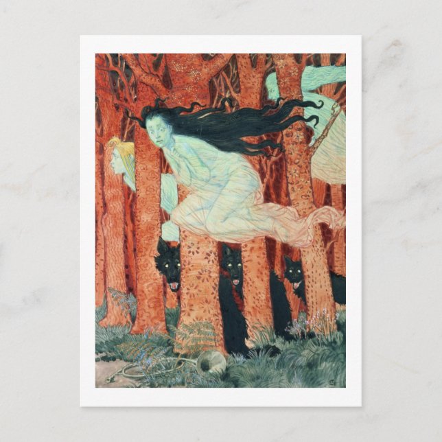 Postal Tres mujeres y tres lobos (c/c) (Anverso)