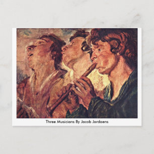 Postal Tres Músicos Por Jacob Jordaens