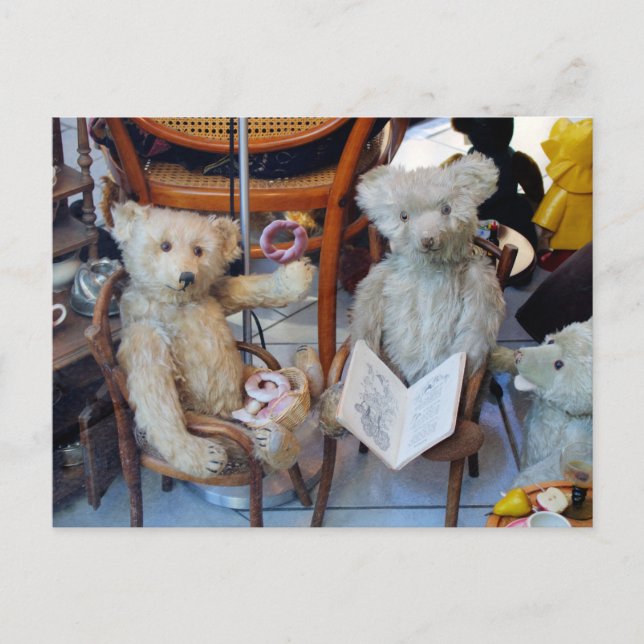 Postal Tres osos de peluche felices (Anverso)