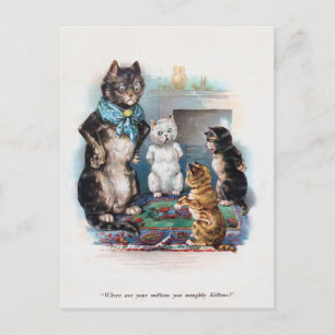 Postal Tres pequeños gatitos y madre, Louis Wain