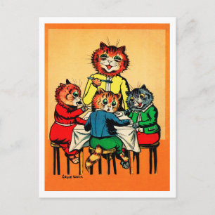 Postal Tres pequeños gatitos y madre, Louis Wain
