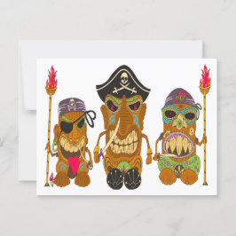 Postal Tres piratas tiki, divertidos
