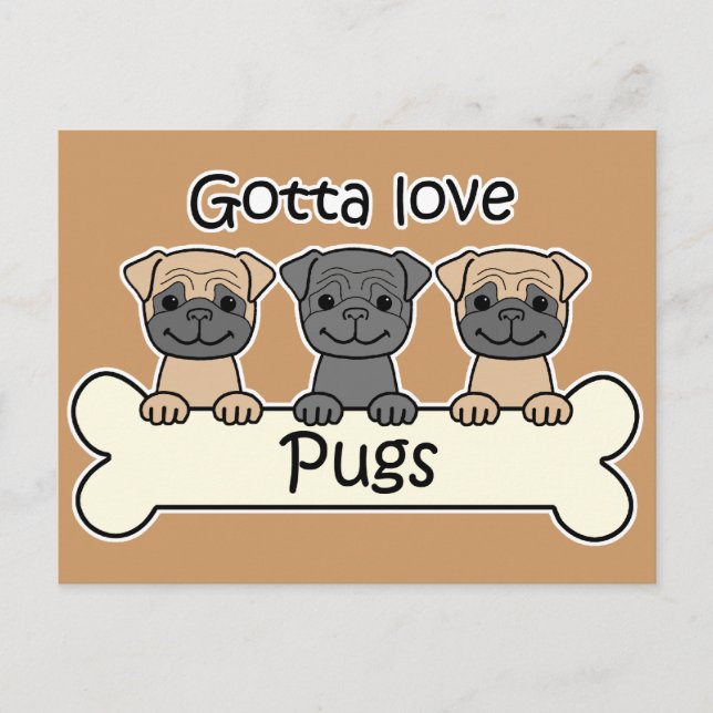 Postal Tres Pugs (Anverso)