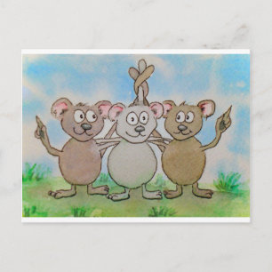 Postal Tres ratones unidos juntos, amigo de la familia