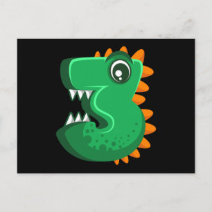 Postal TRES REX Cumpleaños 3 Años Niños Dino