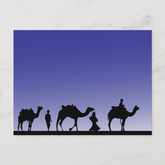 Postal Tres sabios en su viaje con sus camellos (Anverso)