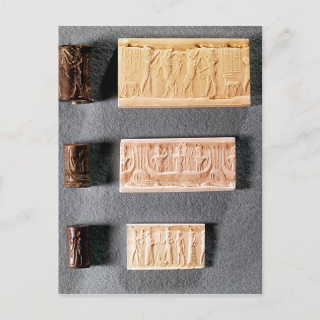 Postal Tres sellos de cilindros con impresiones, (Anverso)