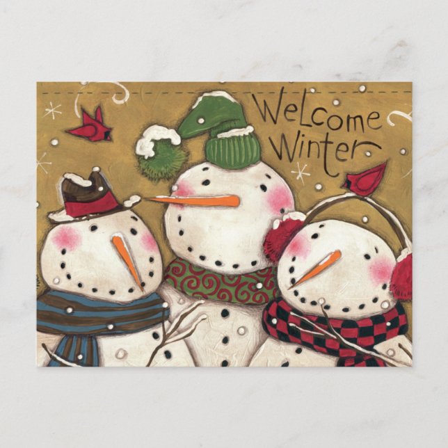 Postal Tres Snowmen (Anverso)