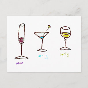 Postal Tres Stooges de Bebidas de Dibujos Animados