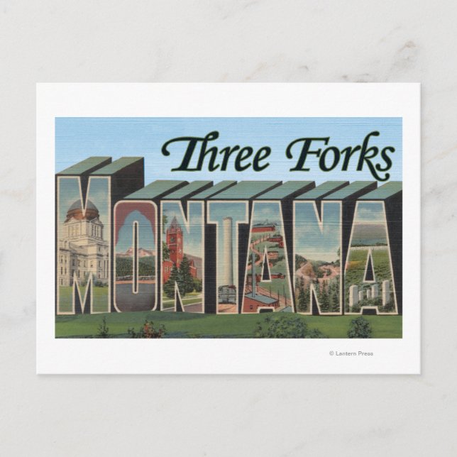 Postal Tres tenedores, Montana (Anverso)