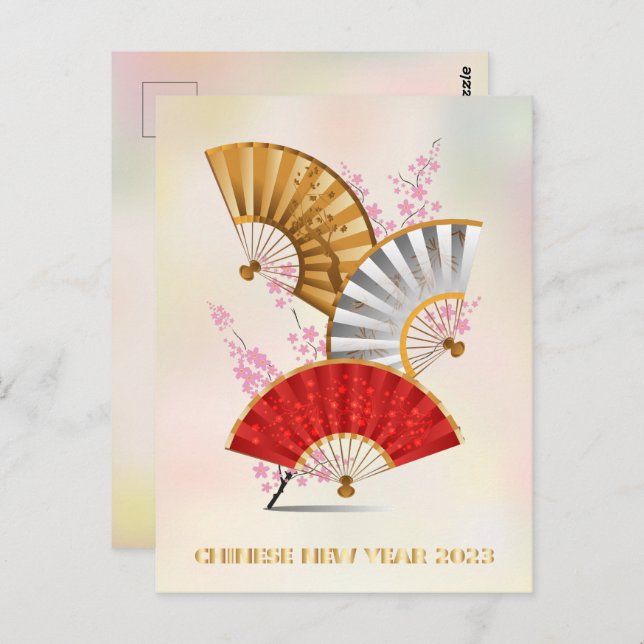 Postal Tres ventiladores de primavera (Anverso / Reverso)