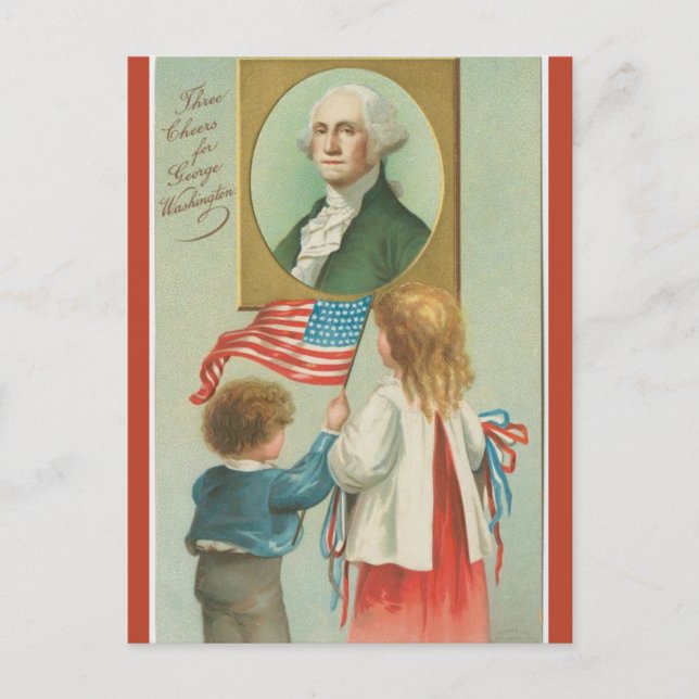 Postal Tres viejas felicitaciones a George Washington (Anverso)