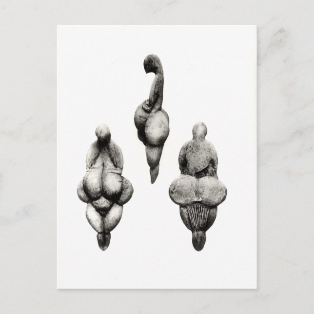 Postal Tres vistas de una estatuilla "Venus" (Anverso)