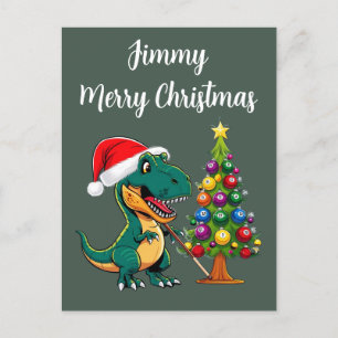 Postal Trex en santa hat billar verde