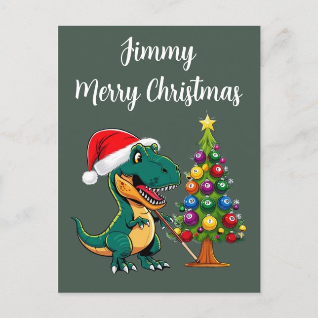 Postal Trex en santa hat billar verde (Anverso)
