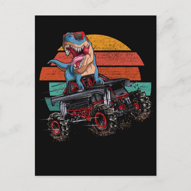 Postal Trex Monster Camión Boys Dirt Race Retro Dinosauri (Anverso)